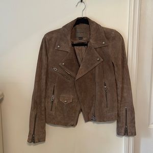 Blank NYC Taupe Suede Moto Jacket, size XS.